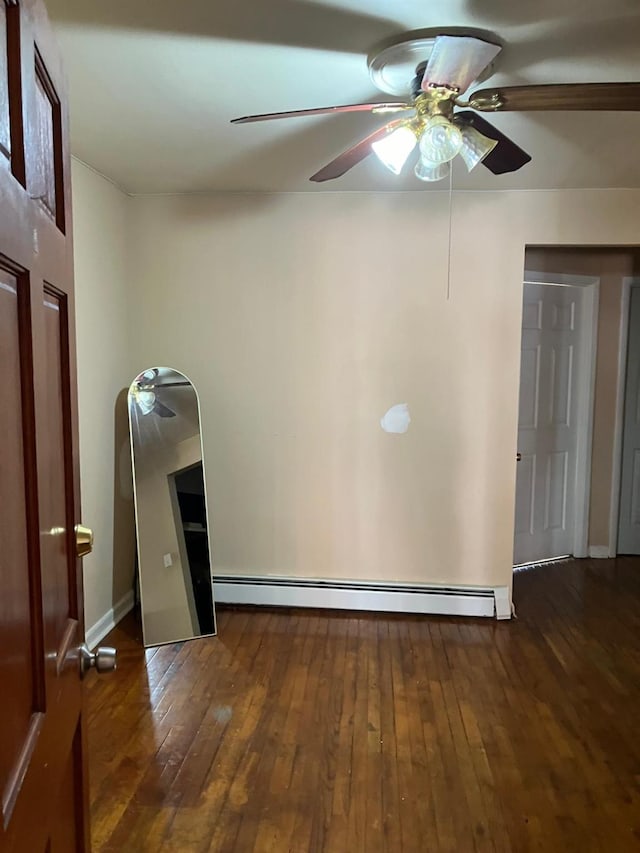 724A E 223rd St, Bronx, NY 10466 - spare room featuring a ceiling fan, hardwood / wood-style floors, a baseboard heating unit, and baseboards