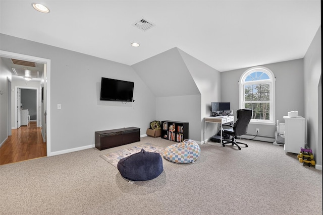 2 SE Ct, Wallkill, NY 12589 - office space featuring carpet flooring, baseboard heating, recessed lighting, and attic access