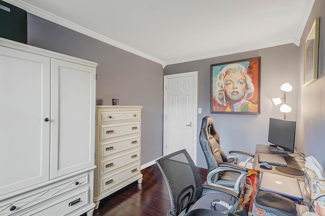 460 Old Town Rd Unit 10A, Port Jefferson Station, NY 11776 - office with crown molding and dark wood-style flooring