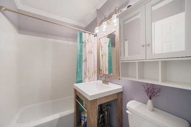 460 Old Town Rd Unit 10A, Port Jefferson Station, NY 11776 - bathroom with shower / tub combo with curtain, ornamental molding, and vanity