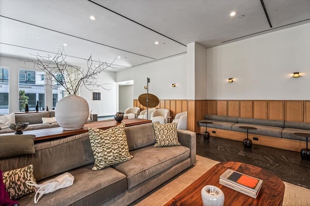 133-36 37th Ave Unit 11H, Flushing, NY 11354 - common area with wainscoting, wooden walls, and recessed lighting