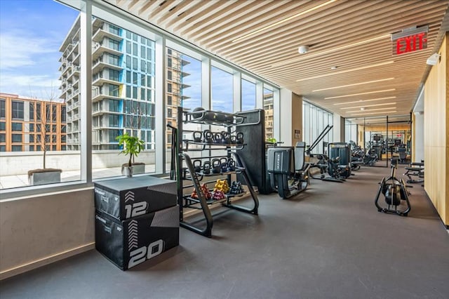 133-36 37th Ave Unit 11H, Flushing, NY 11354 - gym with plenty of natural light and expansive windows