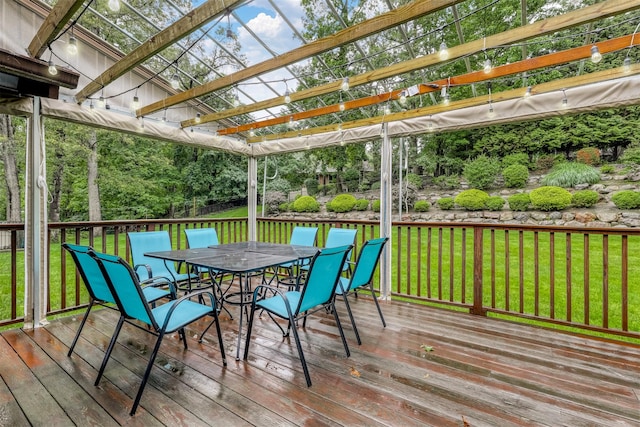 78 College Rd, Monsey, NY 10952 - deck with a pergola, outdoor dining area, and a lawn