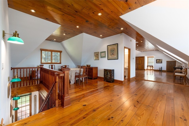 215 Hillcrest Dr N, Orient, NY 11957 - bonus room featuring hardwood / wood-style floors, vaulted ceiling, recessed lighting, and wood ceiling