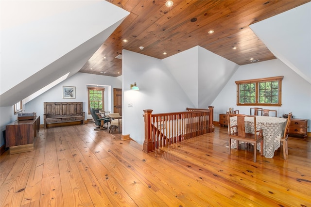 215 Hillcrest Dr N, Orient, NY 11957 - additional living space with lofted ceiling and light wood-style flooring