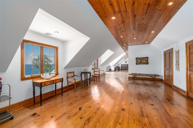 215 Hillcrest Dr N, Orient, NY 11957 - bonus room featuring wood-type flooring, recessed lighting, vaulted ceiling, and wooden ceiling