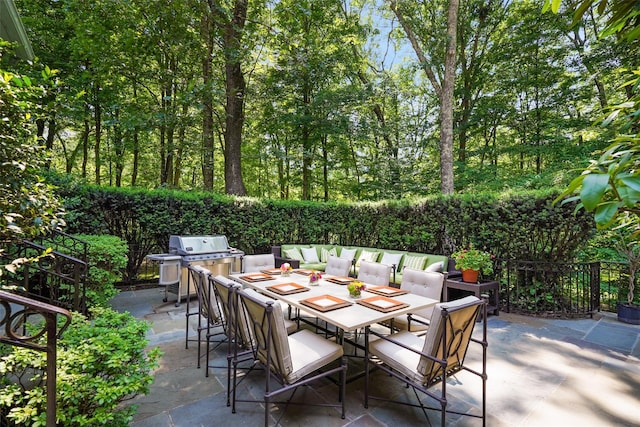 28 Stone Paddock Pl, Bedford, NY 10506 - view of patio featuring area for grilling and outdoor dining area