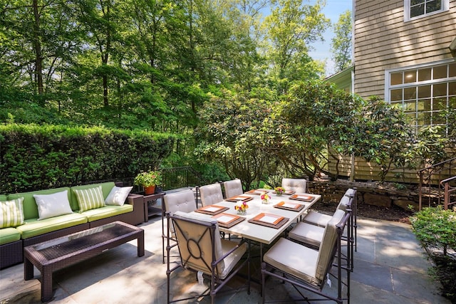28 Stone Paddock Pl, Bedford, NY 10506 - view of patio / terrace featuring an outdoor living space and outdoor dining area