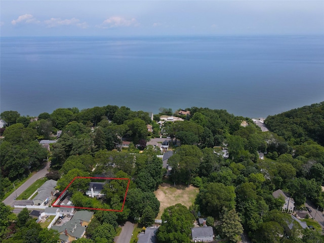 6 Zebra Rd, Rocky Point, NY 11778 - aerial view of property's location with property parcel outlined and a large body of water