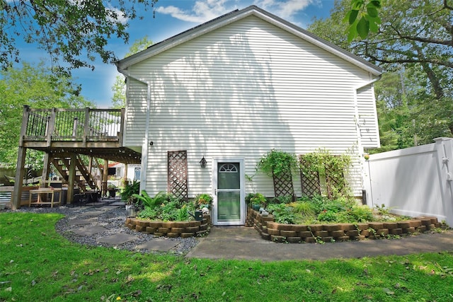 6 Zebra Rd, Rocky Point, NY 11778 - back of property featuring a deck and stairway