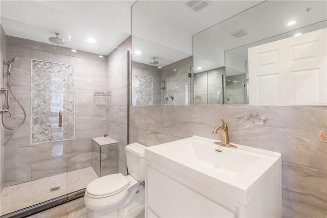 1200 Half Moon Bay Dr, Croton-On-Hudson, NY 10520 - bathroom with tile walls, vanity, and a shower stall