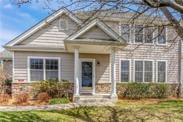 1200 Half Moon Bay Dr, Croton-On-Hudson, NY 10520 - view of front facade with stone siding