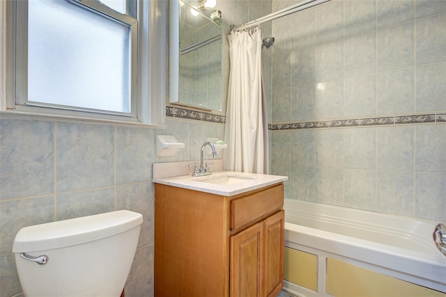56-20 68th St, Maspeth, NY 11378 - bathroom with tile walls, vanity, and shower / tub combo