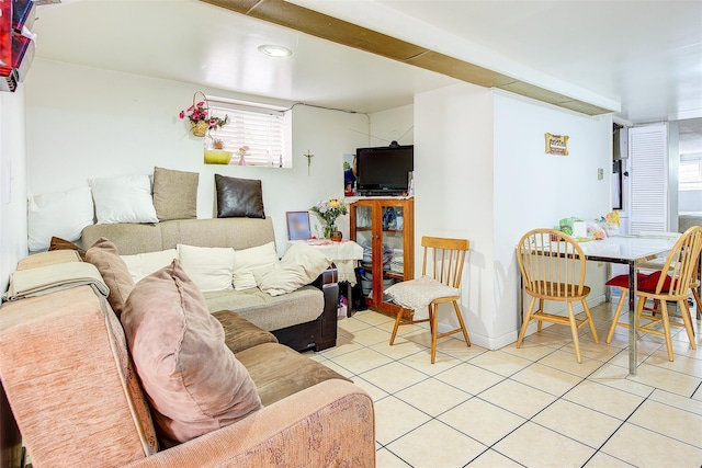 56-20 68th St, Maspeth, NY 11378 - living area with light tile patterned floors and recessed lighting