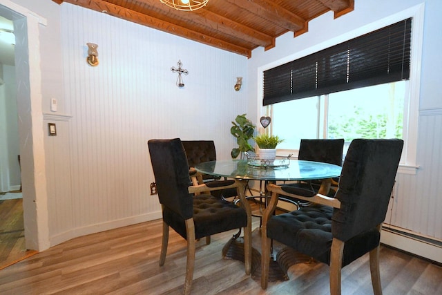 70 Islip Ave, Islip, NY 11751 - dining room with light wood-style flooring, wooden ceiling, and baseboard heating