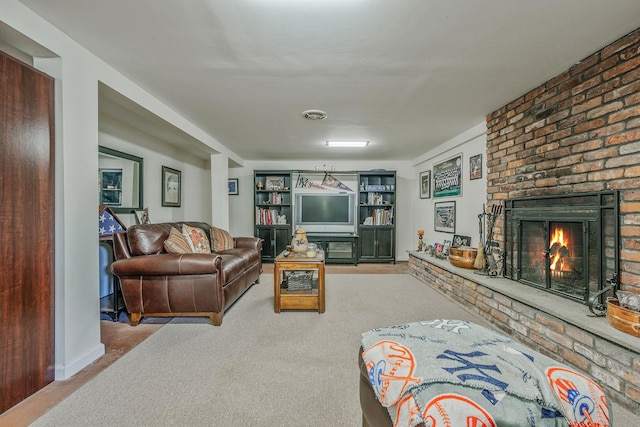 3324 Murdock Ave, Oceanside, NY 11572 - living room featuring carpet flooring and a fireplace