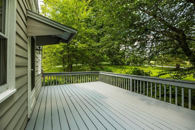 252 Ernest Rd, Millbrook, NY 12545 - wooden deck with view of wooded area