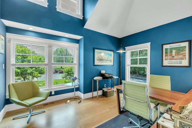 120 Cambon Ave, Saint James, NY 11780 - home office with wood finished floors and high vaulted ceiling