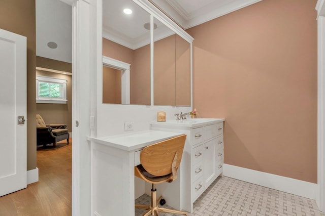 120 Cambon Ave, Saint James, NY 11780 - bathroom with crown molding and vanity