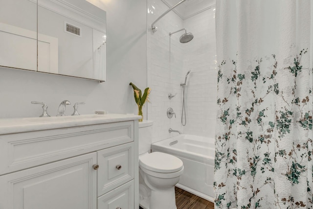120 Cambon Ave, Saint James, NY 11780 - bathroom with vanity, shower / tub combo with curtain, and wood finished floors