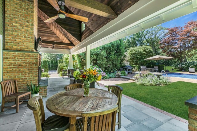 120 Cambon Ave, Saint James, NY 11780 - view of patio / terrace featuring outdoor dining space and a ceiling fan