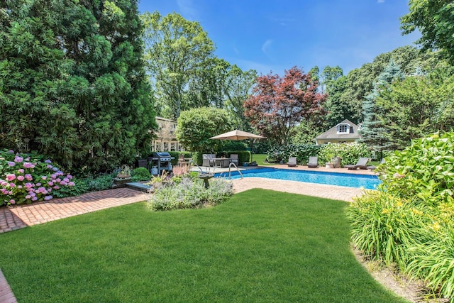 120 Cambon Ave, Saint James, NY 11780 - swimming pool with a lawn, a patio, and area for grilling