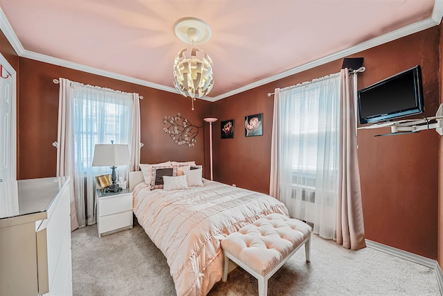 191 Laurel Rd, East Northport, NY 11731 - bedroom featuring light carpet and ornamental molding