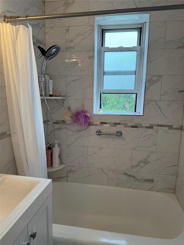 18-50 211th St Unit 6C, Bayside, NY 11360 - bathroom with vanity and shower / bath combo with shower curtain
