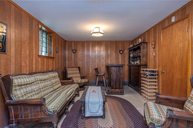 17 Shady Ln, Scarsdale, NY 10583 - sitting room with wooden walls and carpet floors