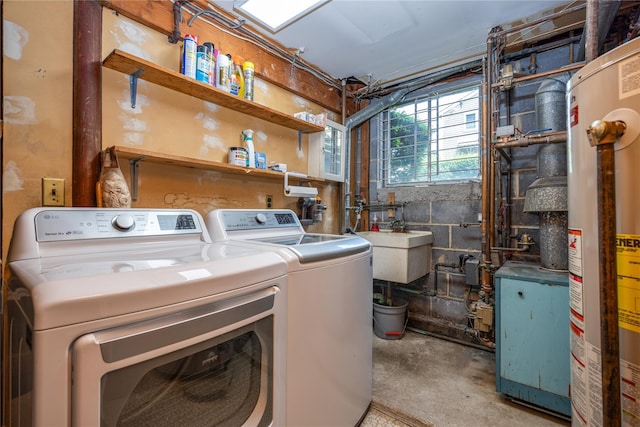 17 Shady Ln, Scarsdale, NY 10583 - laundry room with water heater, separate washer and dryer, and a heating unit