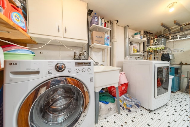 67-15 214th St, Bayside, NY 11364 - washroom with separate washer and dryer and cabinet space