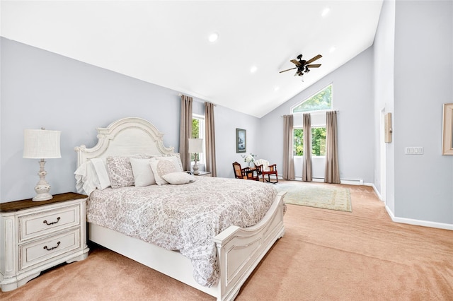 4 S Hill Rd, Tomkins Cove, NY 10986 - bedroom with light carpet, high vaulted ceiling, and recessed lighting