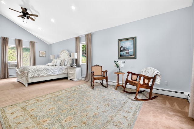 4 S Hill Rd, Tomkins Cove, NY 10986 - bedroom with multiple windows, lofted ceiling, recessed lighting, and a baseboard heating unit