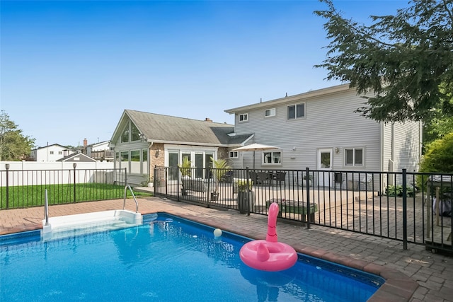 7 Nantucket Ln, Deer Park, NY 11729 - view of swimming pool with a patio area and french doors
