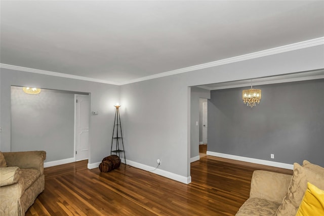 20 Spring Garden St, Valley Stream, NY 11580 - sitting room with wood finished floors, a chandelier, and ornamental molding