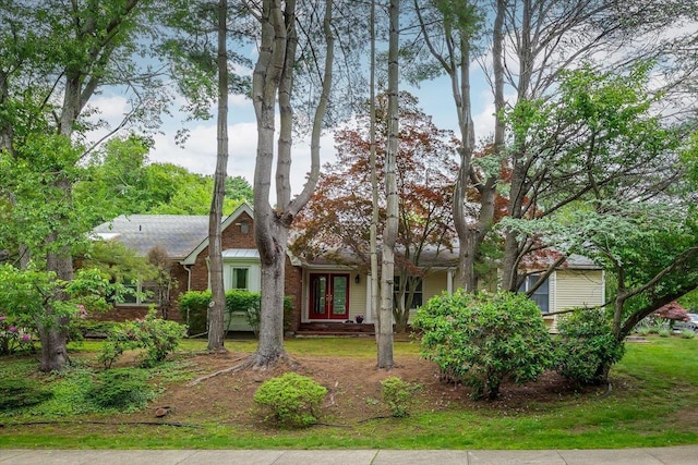 1 Ledgewood Cir E, Setauket, NY 11733 - view of front facade with french doors and brick siding