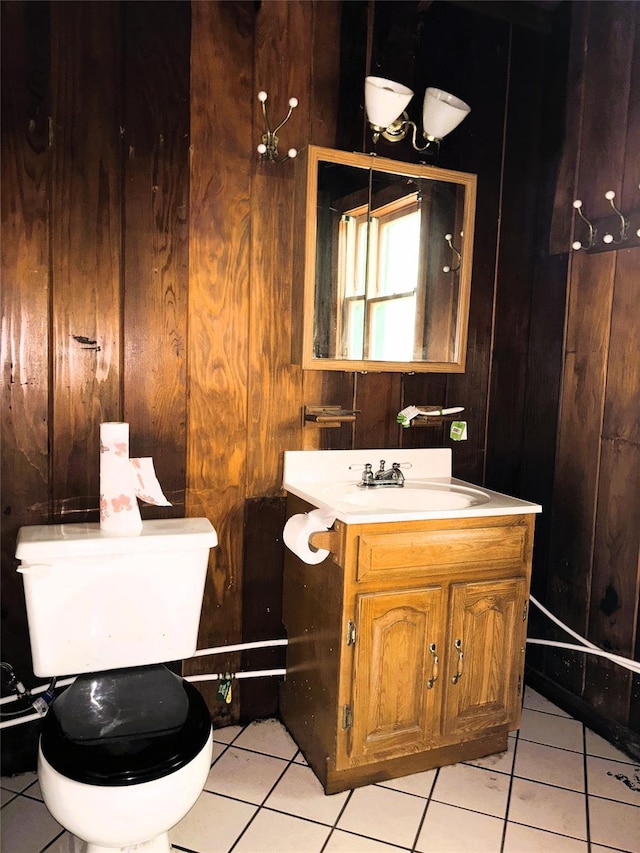 26 E Tusten, Smallwood, NY 12778 - bathroom featuring vanity, wood walls, and tile patterned floors