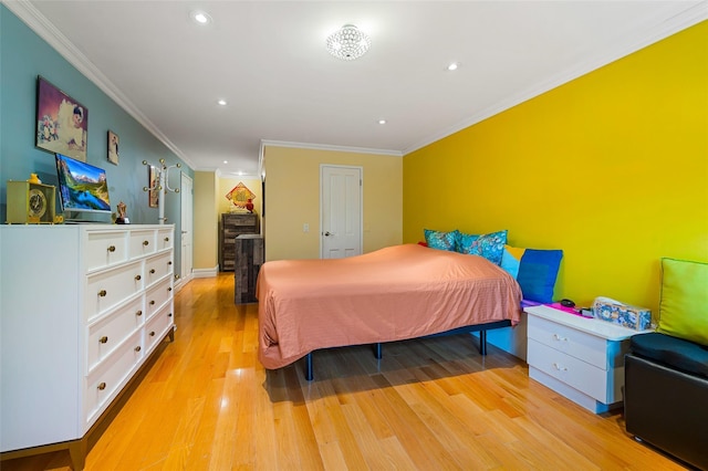 41 Wellington Ct Unit 1L, Staten Island, NY 10314 - bedroom with ornamental molding, recessed lighting, and light wood-style flooring