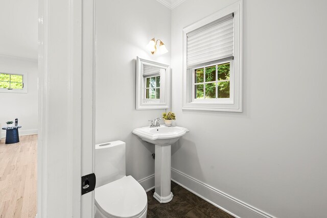 2022 Van Cortlandt Cir, Yorktown Heights, NY 10598 - half bathroom with crown molding and toilet