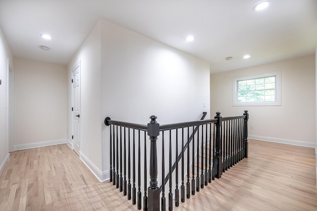 2022 Van Cortlandt Cir, Yorktown Heights, NY 10598 - hallway with an upstairs landing, wood finished floors, and recessed lighting