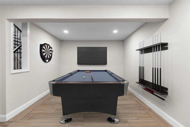 105 Julbet Dr, Sayville, NY 11782 - playroom featuring wood finish floors, pool table, and recessed lighting