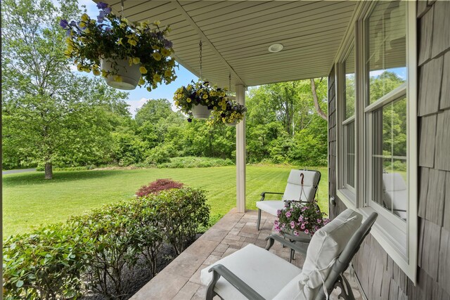 1 Hidden Hills Ct, Warwick, NY 10990 - view of patio / terrace with view of wooded area