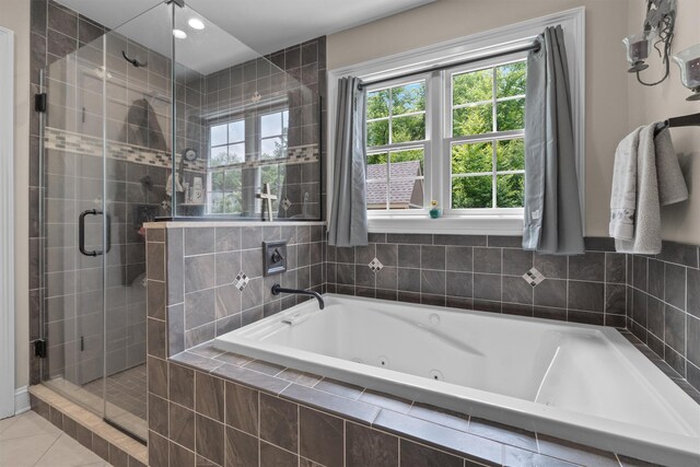 1 Hidden Hills Ct, Warwick, NY 10990 - full bathroom featuring a whirlpool tub, a stall shower, and tile patterned flooring