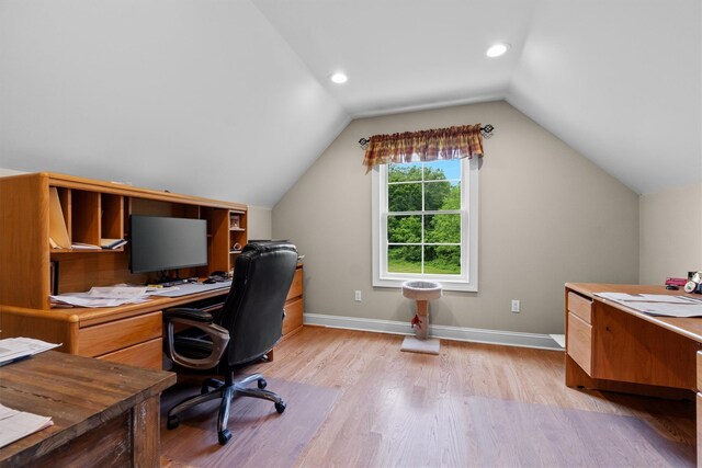 1 Hidden Hills Ct, Warwick, NY 10990 - office space featuring light wood-type flooring, lofted ceiling, and recessed lighting