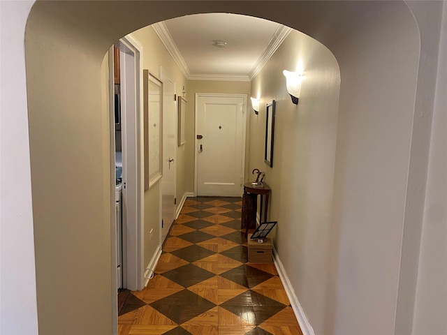1360 Midland Ave Unit 1B, Bronxville, NY 10708 - hallway with arched walkways and ornamental molding