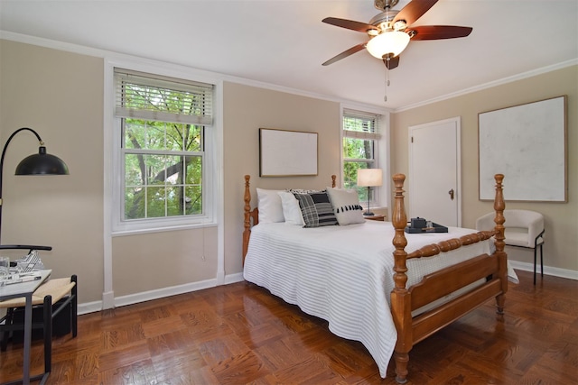 1360 Midland Ave Unit 1B, Bronxville, NY 10708 - bedroom with crown molding and a ceiling fan