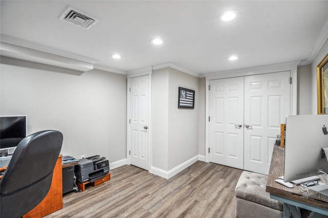86 Phipps Ln, Plainview, NY 11803 - office with recessed lighting, wood finished floors, and ornamental molding