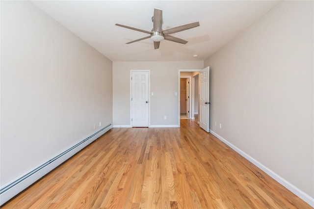 255 Country Club Ln, Pomona, NY 10970 - unfurnished bedroom featuring baseboard heating, light wood-style floors, and ceiling fan