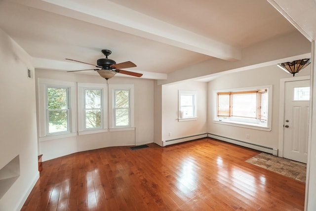 19 Harper Ave, Montrose, NY 10548 - entryway featuring hardwood / wood-style floors, a ceiling fan, and beam ceiling
