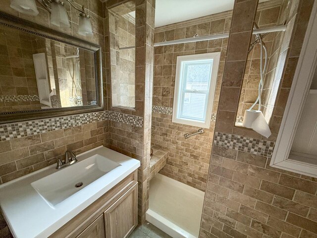 19 Harper Ave, Montrose, NY 10548 - full bathroom with tile walls, walk in shower, and vanity